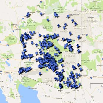 map showing locations across Arizona