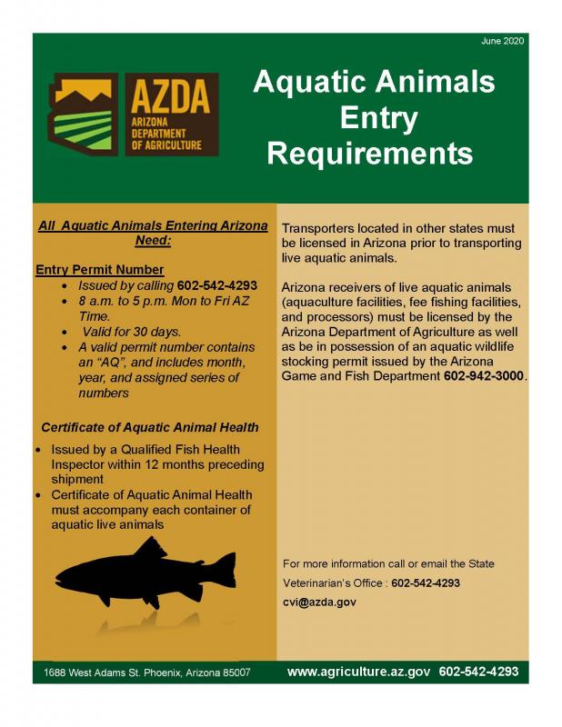 AZ Aquatic Animals Entry  | Arizona Department of  Agriculture