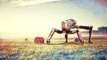 Drawing of robot harvesting a field