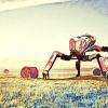 Drawing of robot harvesting a field